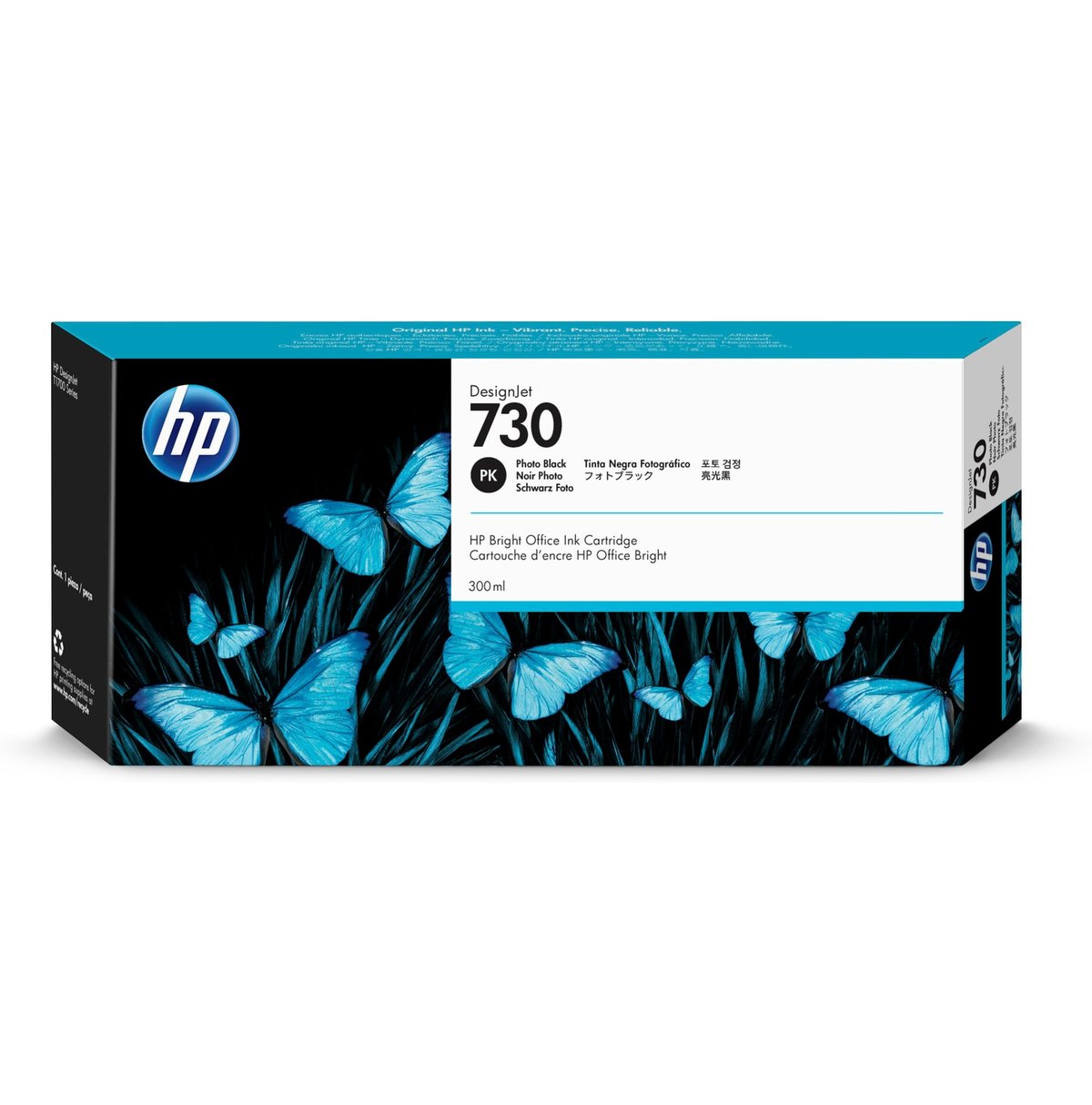 Cartucho de Tinta HP 730 – Negro Foto, Gran Capacidad, Original, 300 ml, P2V73A