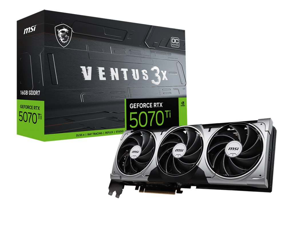 Tarjeta de Video MSI GeForce RTX 5070 Ti VENTUS 3X OC | NVIDIA Blackwell, DLSS 4, 2497 MHz – 824142402801