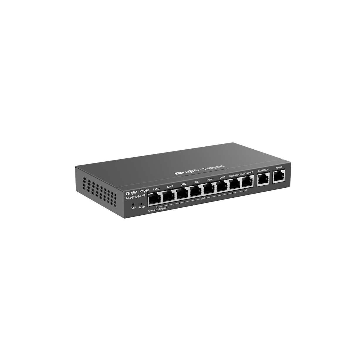 Router PoE Ruijie Reyee RG‑EG210G‑P‑V3 – 10 Puertos Gigabit – 8 Puertos PoE+ – Gestión en la Nube – Multi‑WAN – 200 Usuarios