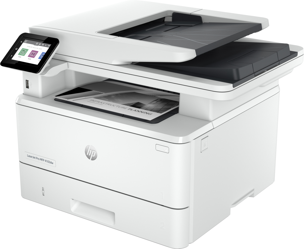Impresora multifunción láser blanco y negro HP LaserJet Pro MFP 4103dw, dúplex, Wi-Fi – 2Z627A#BGJ