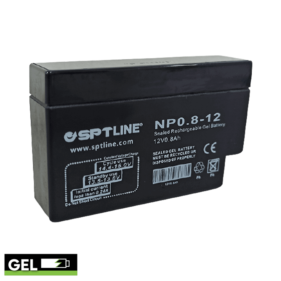 Batería SPTLINE BAT12V08A – 12V / 0.8Ah / Gel Sellada / Libre de Mantenimiento