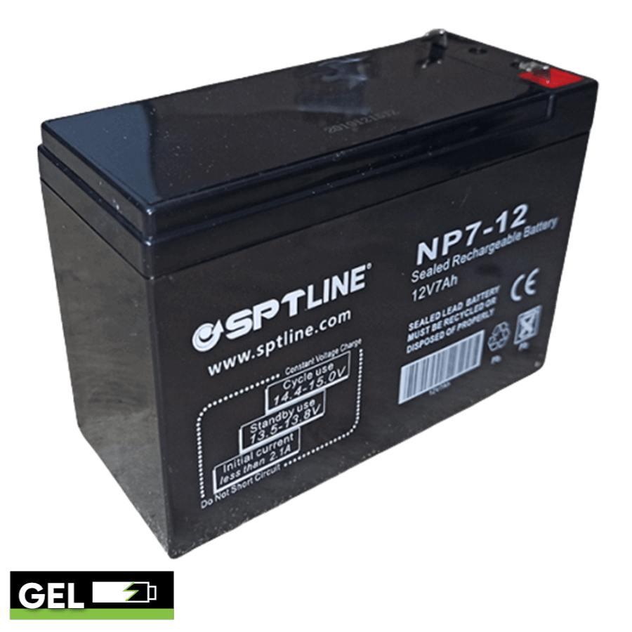 Batería SPTLINE BAT712, 12V / 7Ah, gel sellada, chip de protección