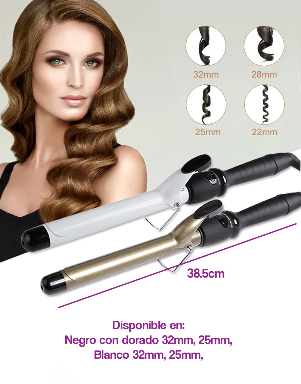 Rizadora, onda, tenazas para peinados de cabello con ondas.