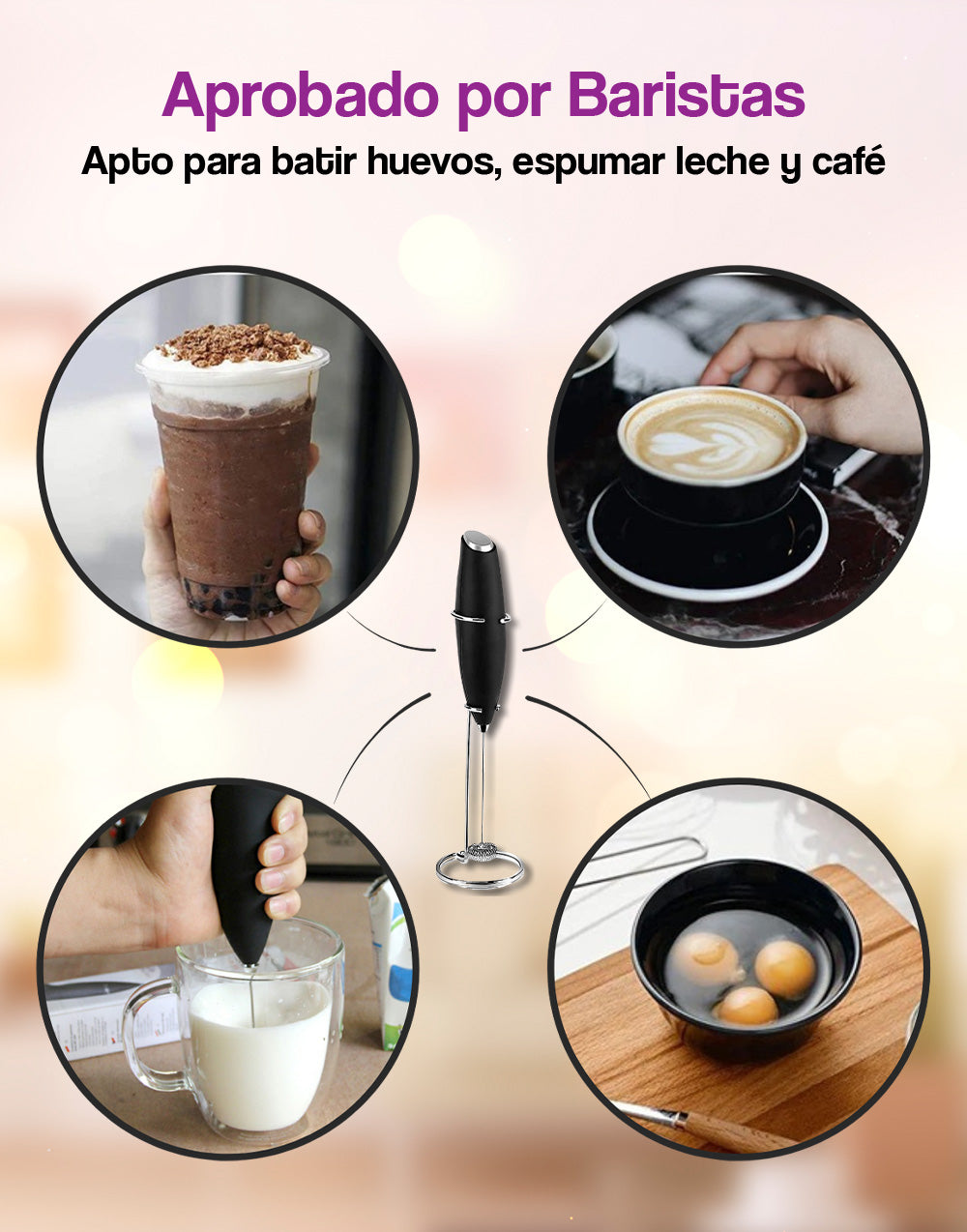 Batidor eléctrico de espuma, mezclador de bebidas para uso doméstico