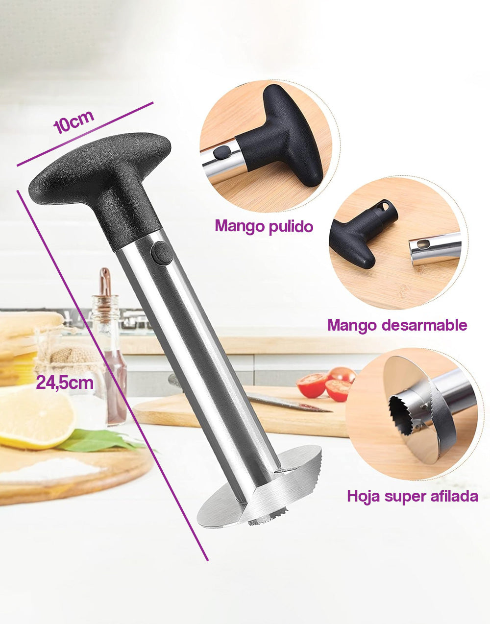 Cortadora de acero inoxidable para piñas