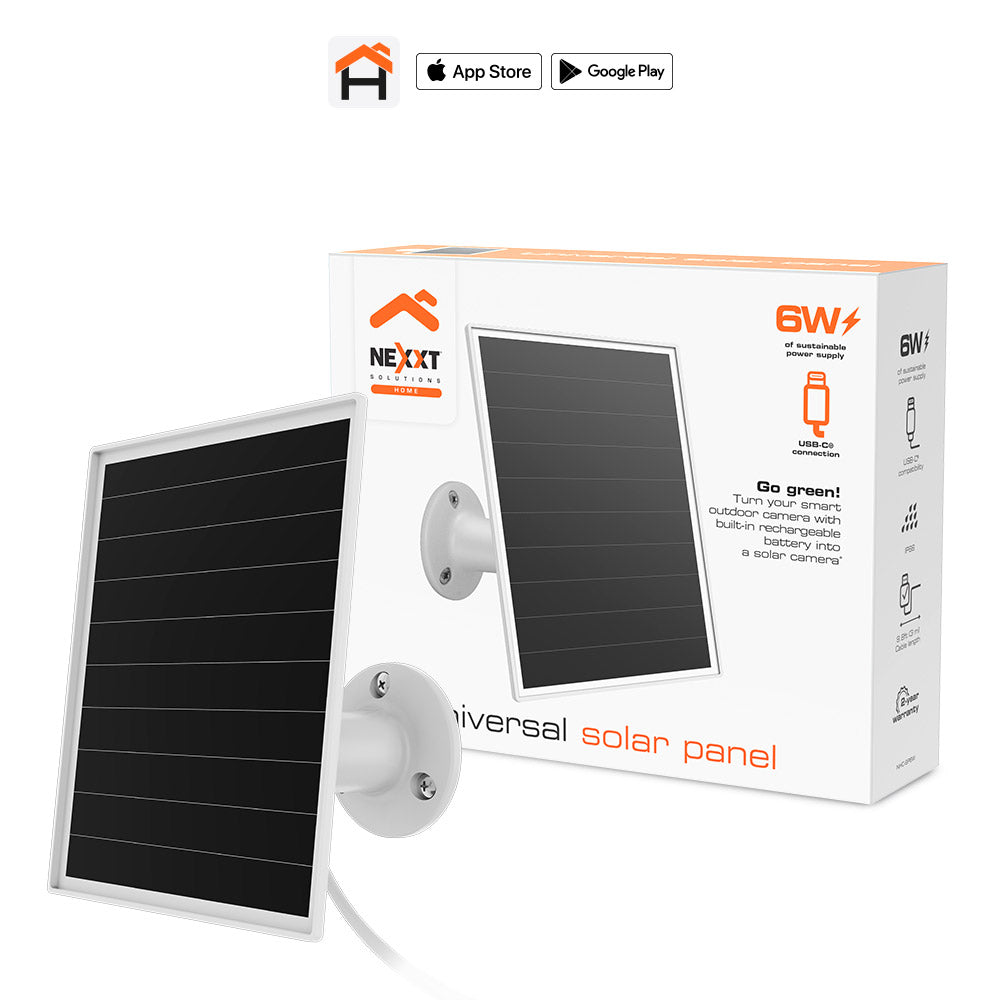 Panel Solar Universal Nexxt Solutions Home NHC‑SP6W – 6W – IP66 – Para Cámaras y Dispositivos Exteriores