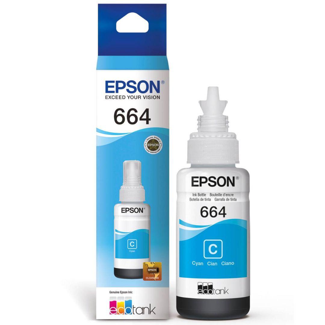 Recarga de Tinta Cian Original Epson T664 EcoTank
