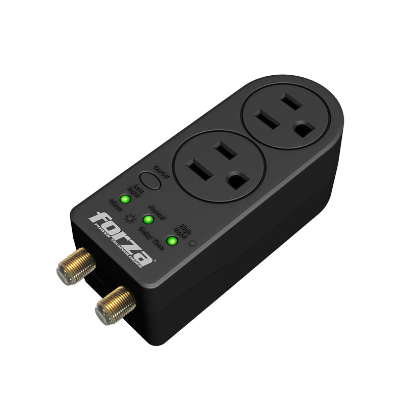 Protector de Voltaje Coaxial Forza – 1800W / 2 Tomas 110V FVP-0200C