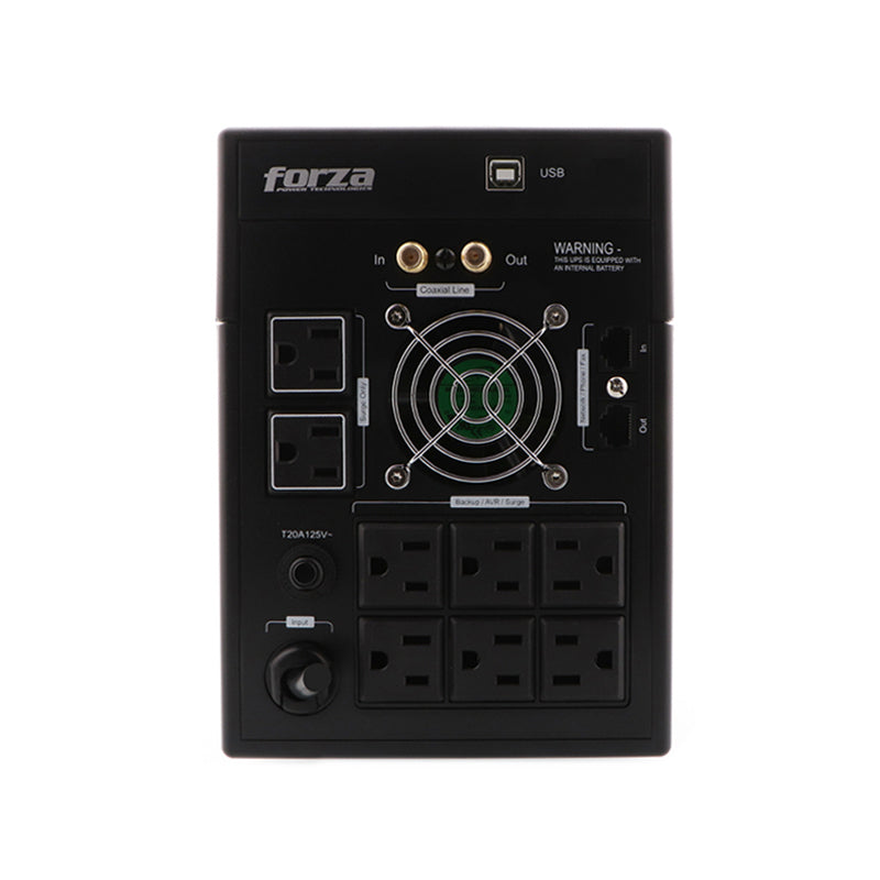 UPS interactivo Forza FX-1500LCD, 1500VA / 840W, 8 tomas, USB, 120V