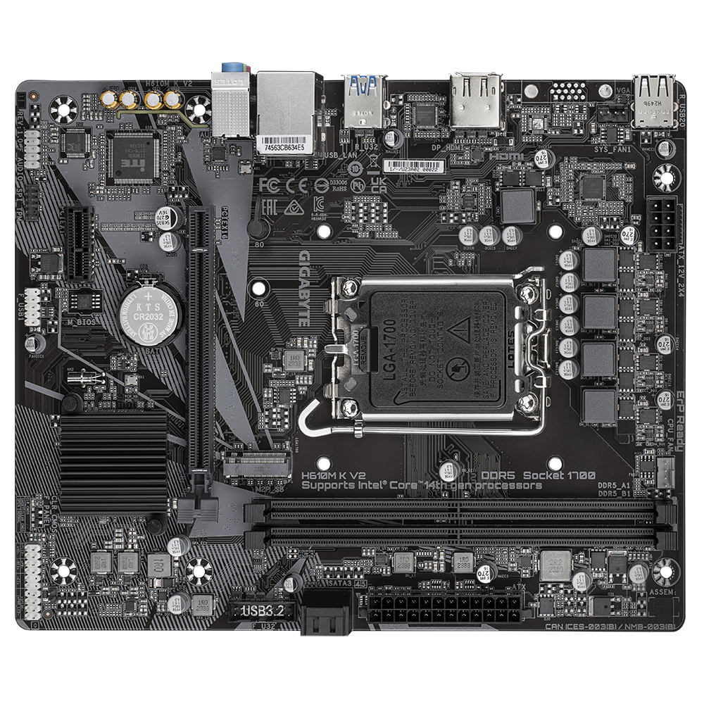 Tarjeta Madre Gigabyte H610M K V2 G10 – Micro ATX / LGA1700 / DDR5