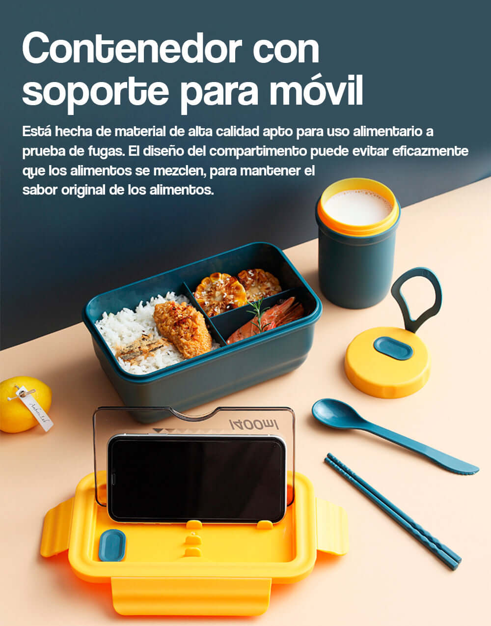 Lonchera con soporte para celular