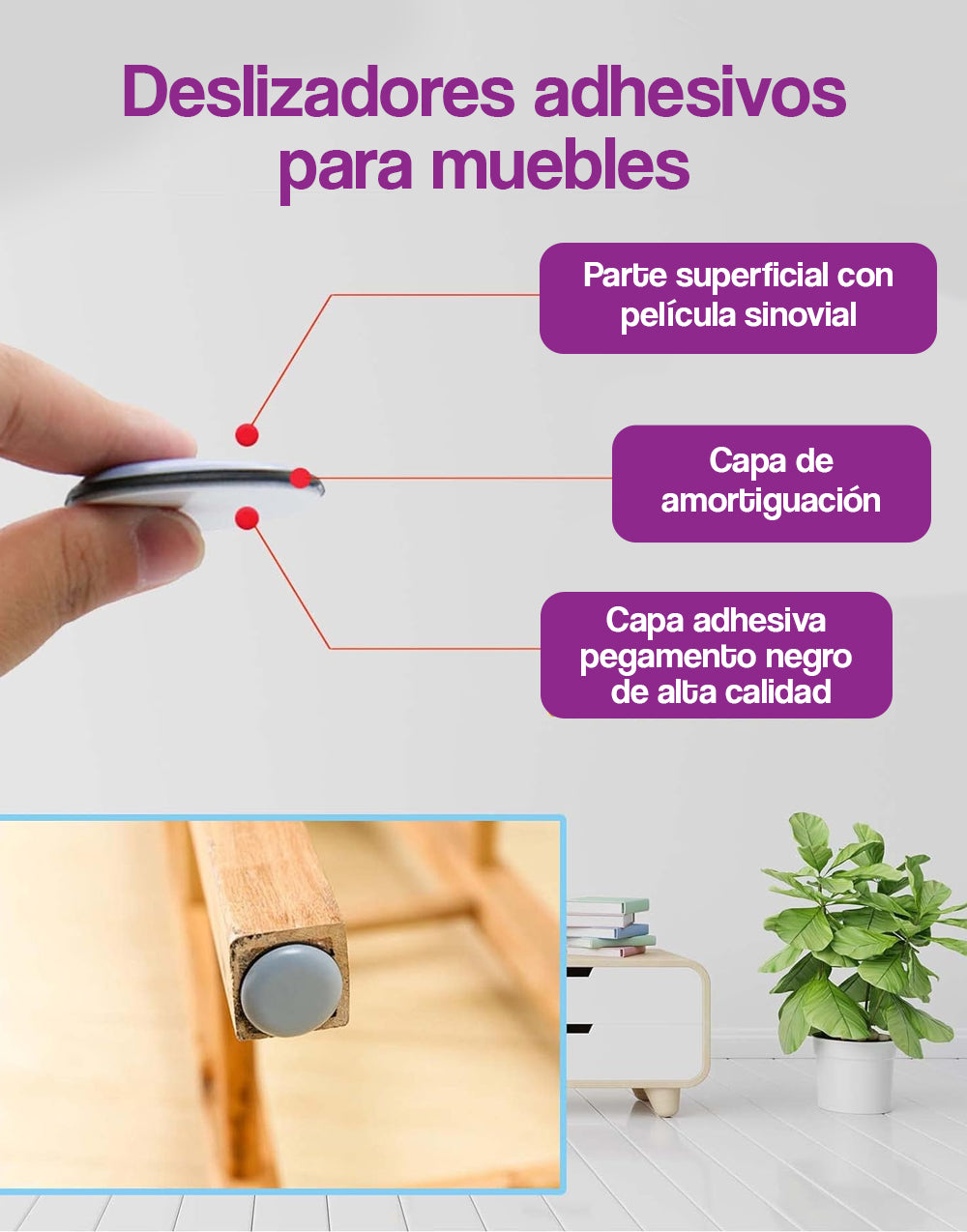 Deslizadores adhesivos para muebles