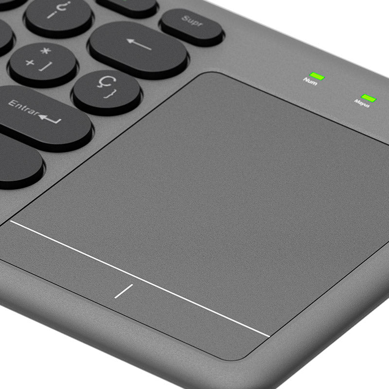 Teclado Inalámbrico Español Dual Bluetooth/2.4GHz con Touchpad Klip Xtreme KeyGlider Gris/Negro