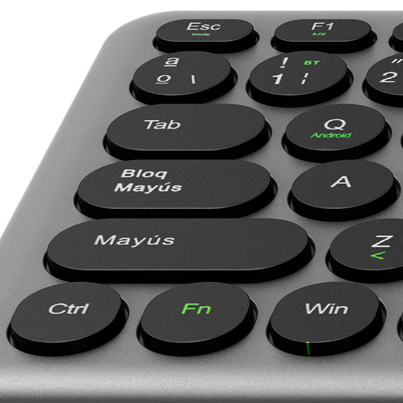 Teclado Inalámbrico Español Dual Bluetooth/2.4GHz con Touchpad Klip Xtreme KeyGlider Gris/Negro