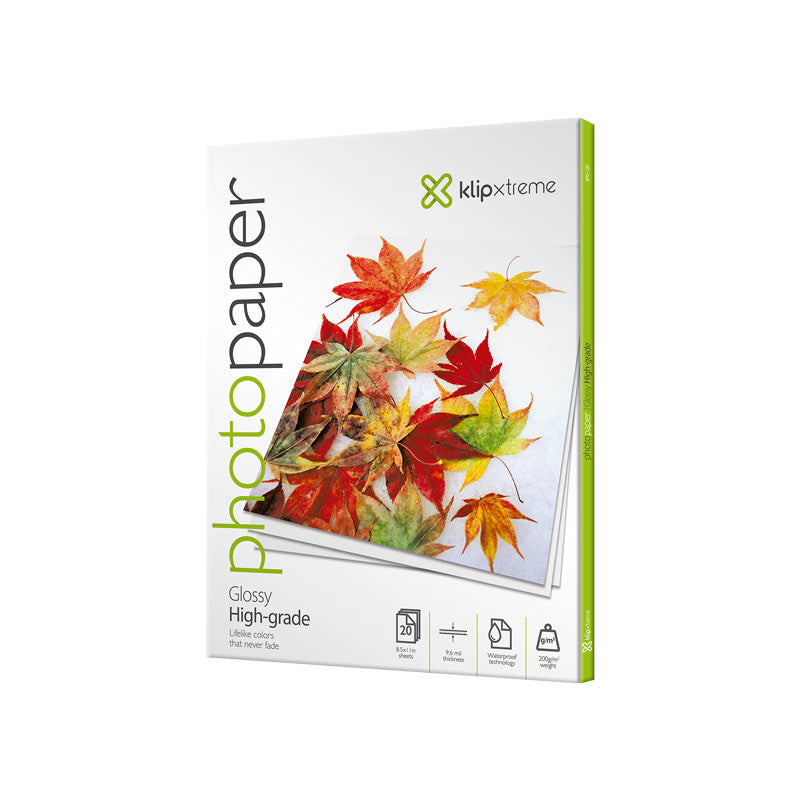 Papel fotográfico brillante Klip Xtreme KPG-120, tamaño carta ANSI A, 200g/m², 20 hojas