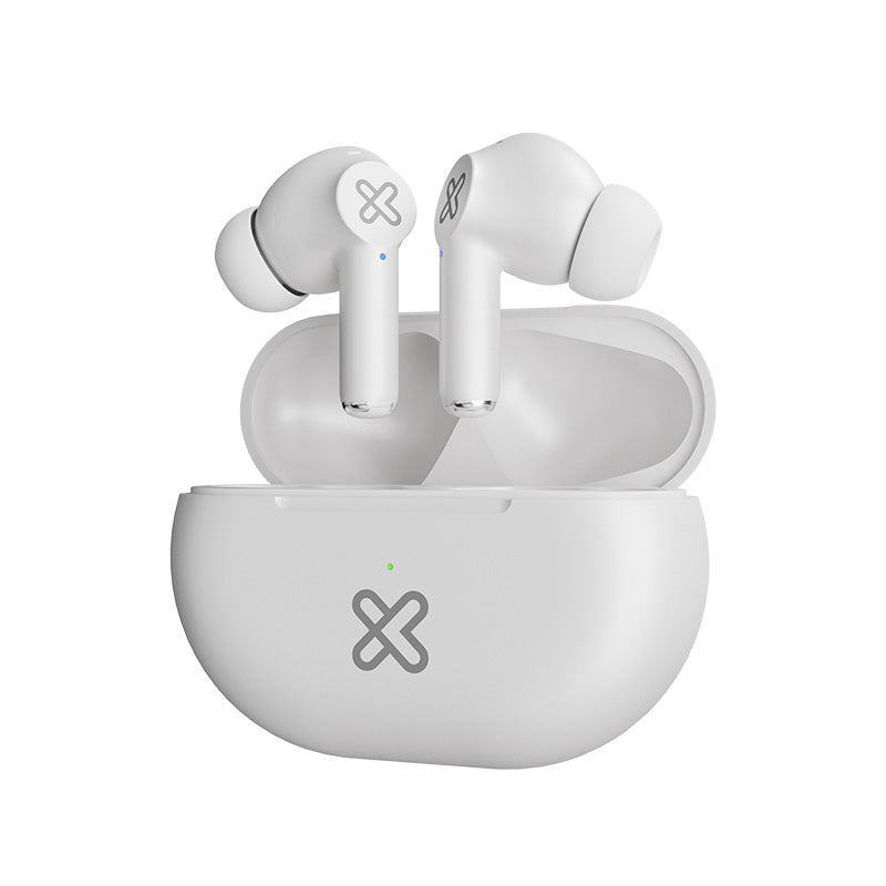 Auriculares Klip Xtreme KTE-015WH – True Wireless, 17 horas, IPX5, Blancos