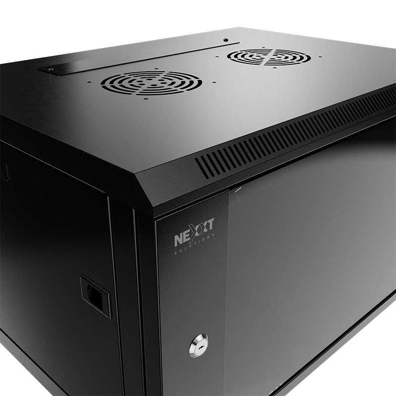 Gabinete de Pared Nexxt NEC‑F4U64B – 4U – 600×450 mm – Acero SPCC – Vidrio Templado – Negro RAL 9005