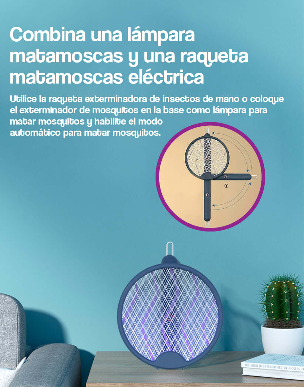 Raqueta eléctrica mata insectos Mosquitos