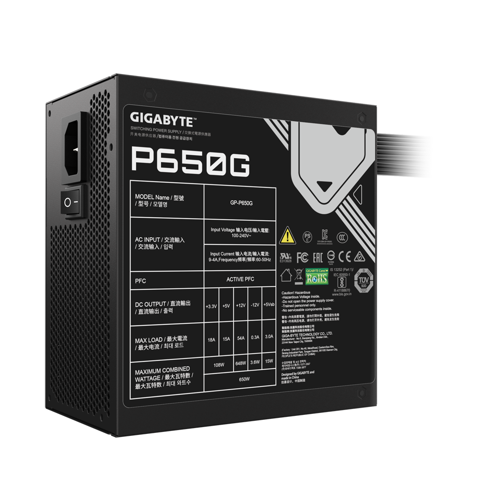 Fuente de Poder Gigabyte GP-P650G GUS1 650W 80 Plus Gold