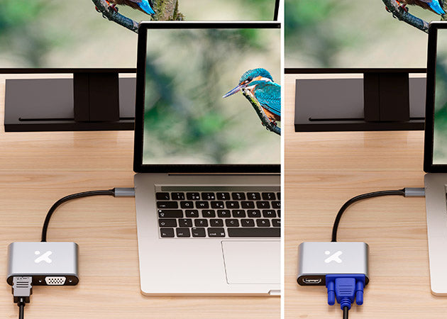 Adaptador multipuerto 2 en 1 USB‑C a HDMI y VGA – Xtech XTC‑542