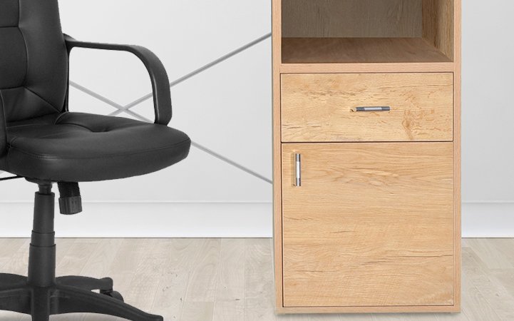 Escritorio Rectangular Madera/Acero/PVC Beige Madera Base Blanca Xtech