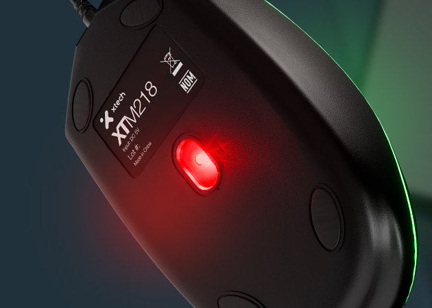 Mouse óptico con luces y 4 botones – Xtech XTM‑218