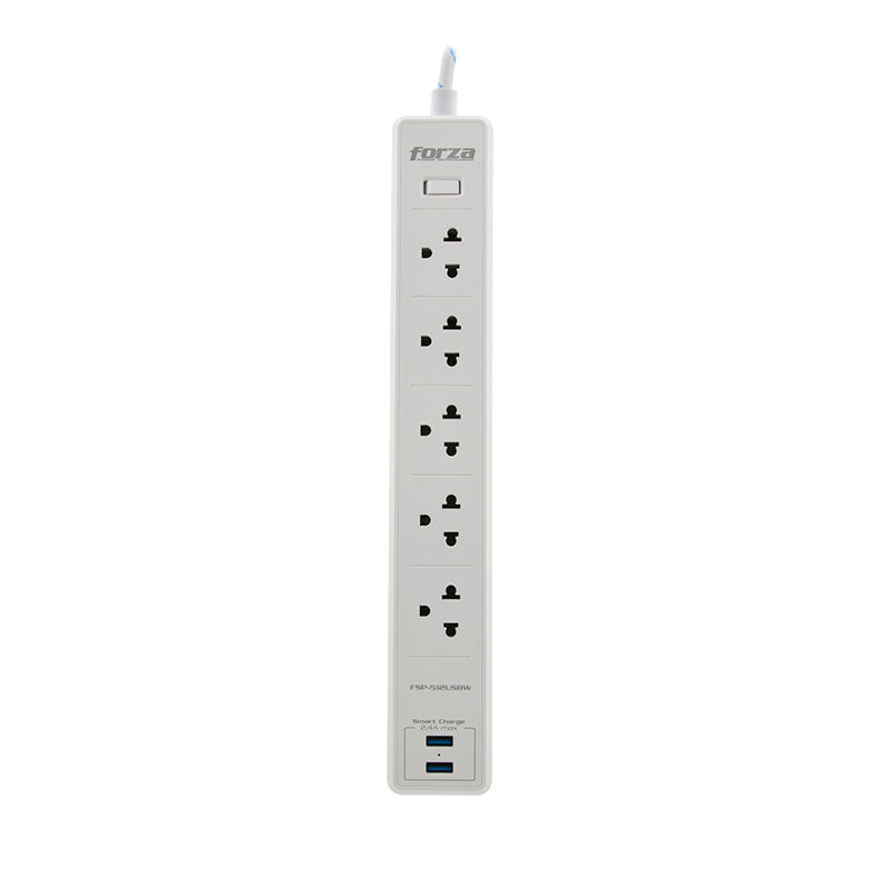 Protector de Sobretensión Forza 5 Tomas UNV NEMA 2USB 5ft Blanco 110/220V