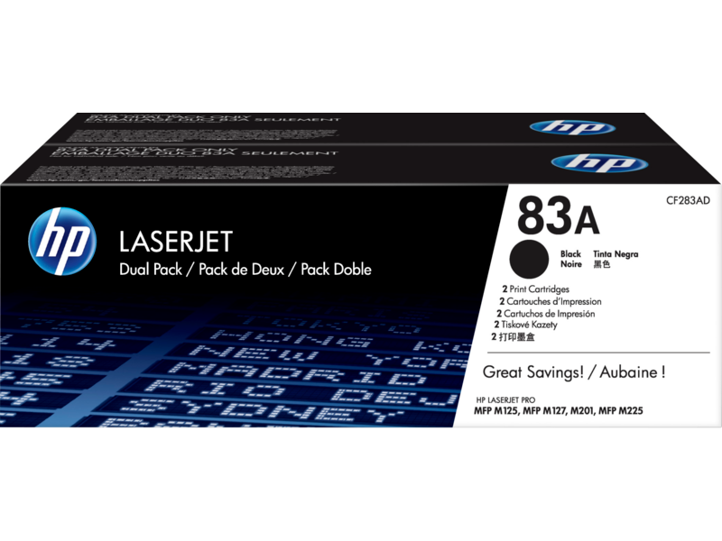 Cartucho de Toner Negro Original HP 83A LaserJet Pro (Paquete de 2)