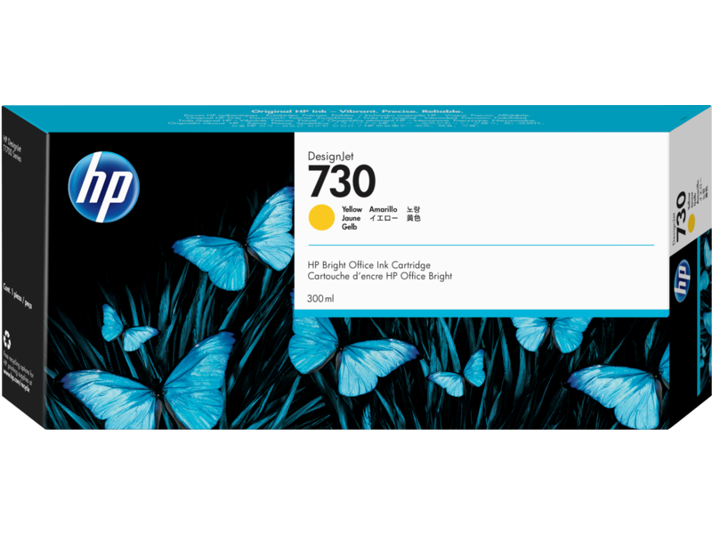 Cartucho de Tinta HP 730 – Amarillo, Gran Capacidad, Original, 300 ml, P2V70A