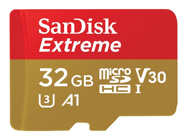 Tarjeta de Memoria Flash microSDHC SanDisk Extreme 32GB A1 V30 UHS-I U3 con Adaptador