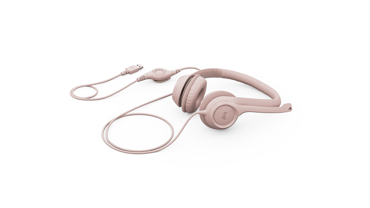 Auriculares USB Logitech H390 Rosados para Computadora