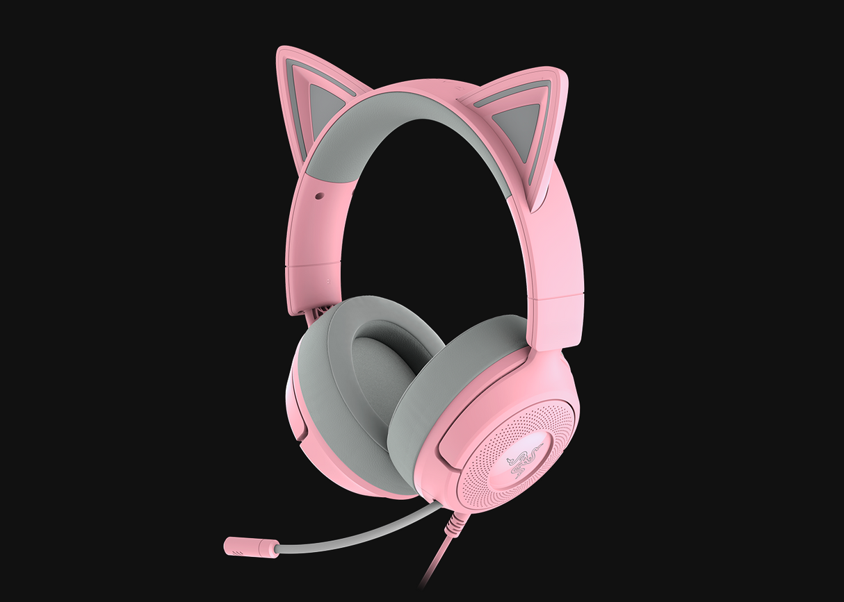 Headset gaming – Razer Kraken Kitty V3 X Quartz – Chroma RGB – Micrófono cardioide – Sonido envolvente – USB