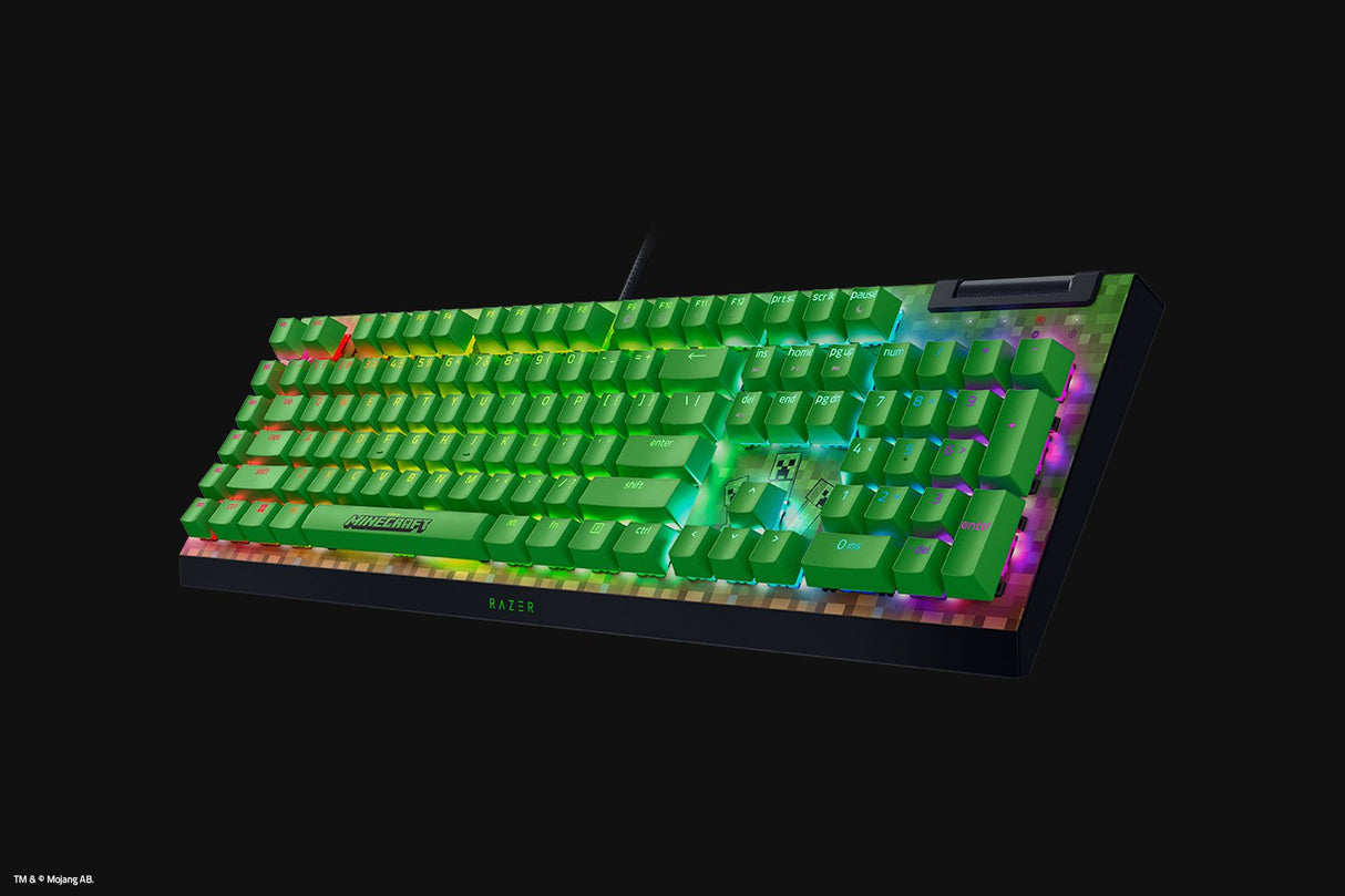 Teclado Mecánico Gaming Razer BlackWidow V4 X – Minecraft Edition / RGB / Switch Verde o Amarillo