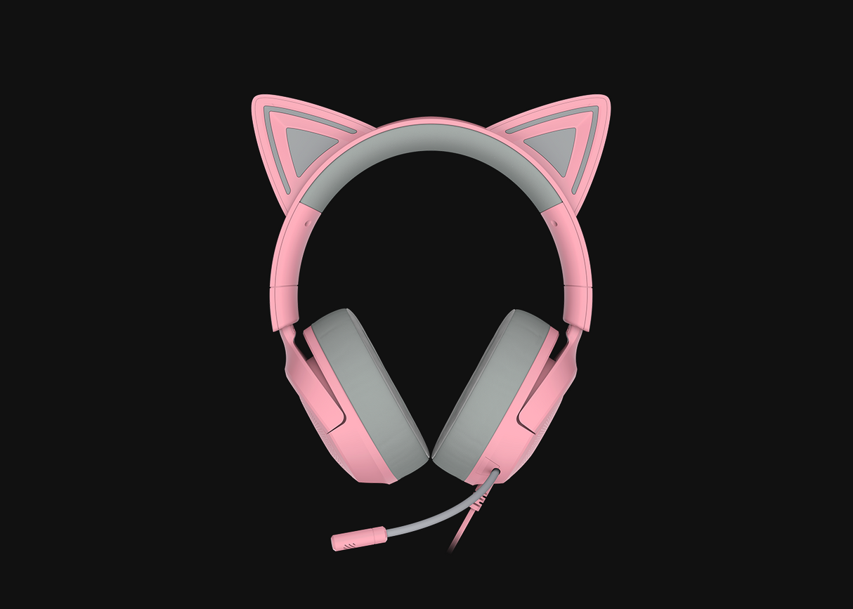 Headset gaming – Razer Kraken Kitty V3 X Quartz – Chroma RGB – Micrófono cardioide – Sonido envolvente – USB