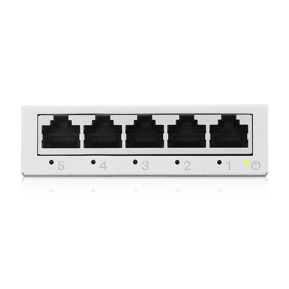 Switch ZyXEL GS105B v5 – 5 puertos – Gigabit – QoS – Fanless – Metal Housing – Plug & Play
