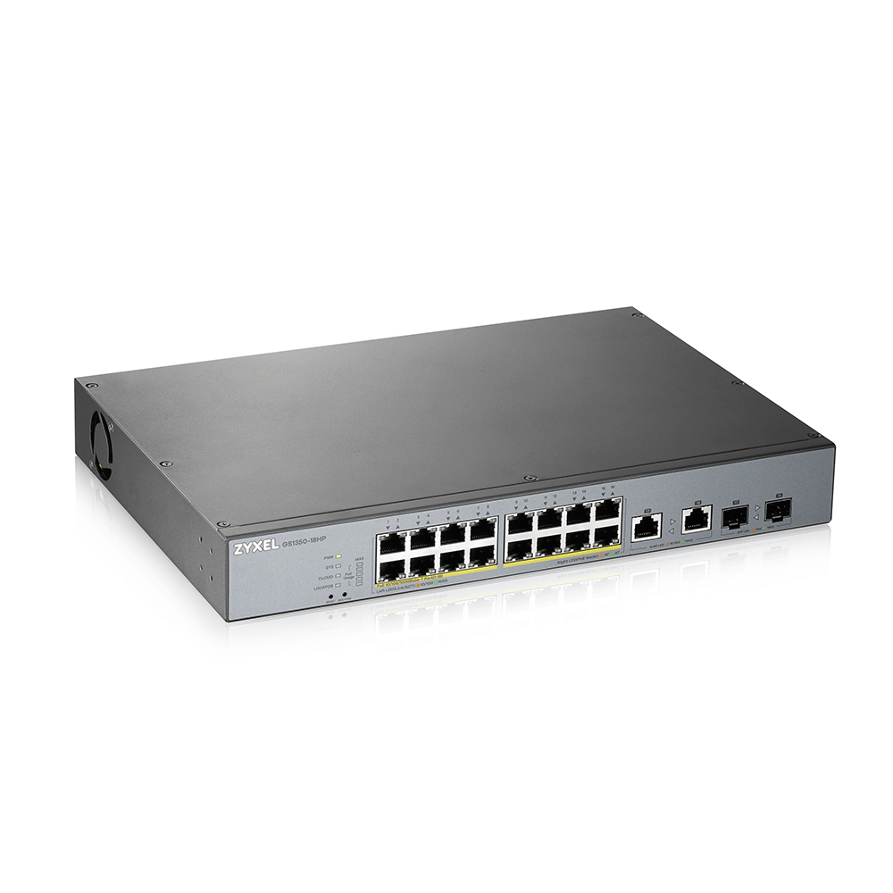 Switch Gigabit PoE+ Inteligente 16 Puertos + 2 SFP ZyXEL GS1350-18HP