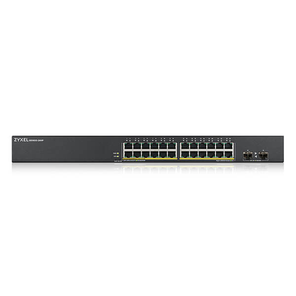 Switch Inteligente ZyXEL GS1900-24HPv2 – 24 Puertos Gigabit PoE+ + 2 SFP Uplink – 170W – Montaje en Rack o Sobremesa