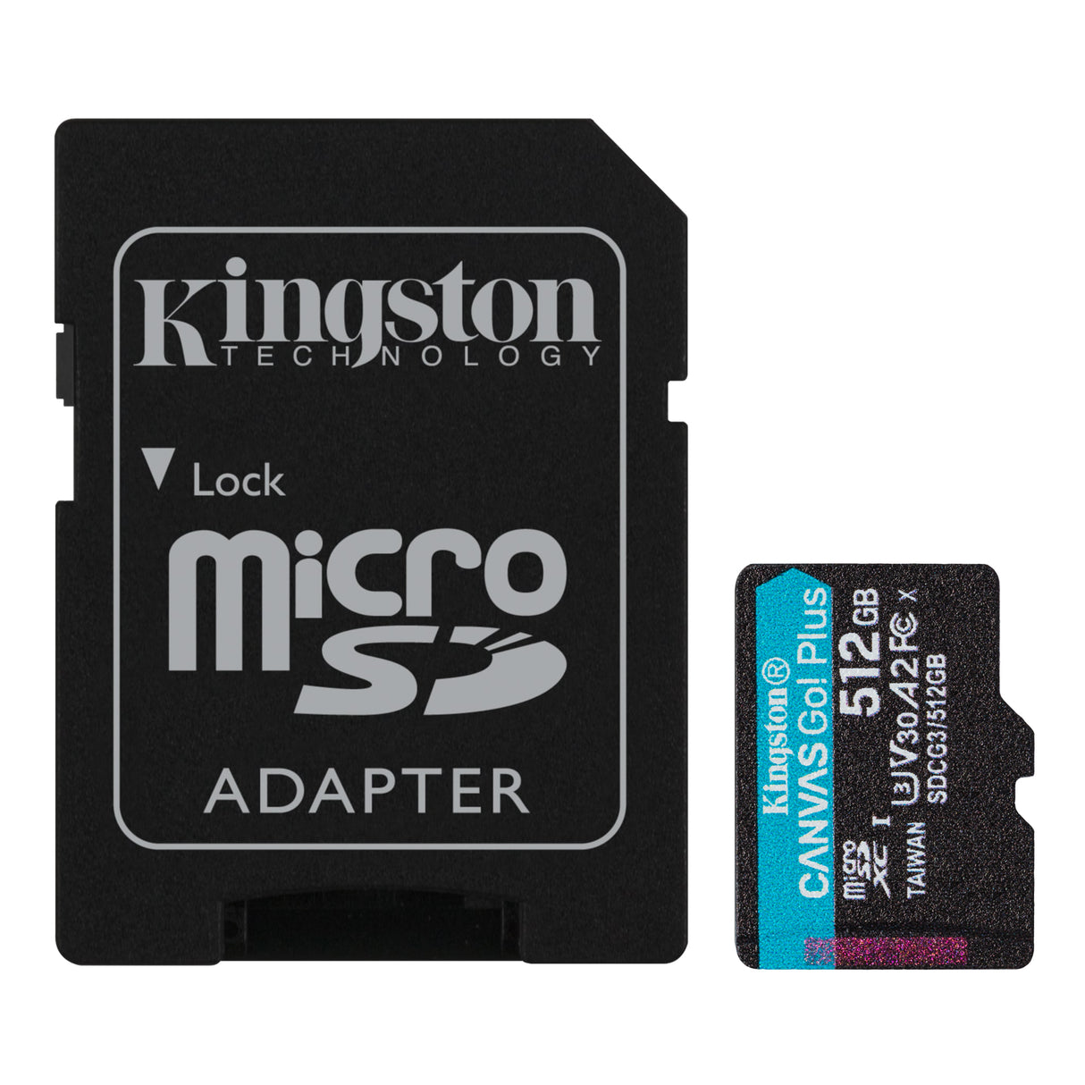 Tarjeta de Memoria Flash microSDXC Kingston Canvas Go! Plus 512GB A2 V30 UHS-I U3 Class 10 con Adaptador