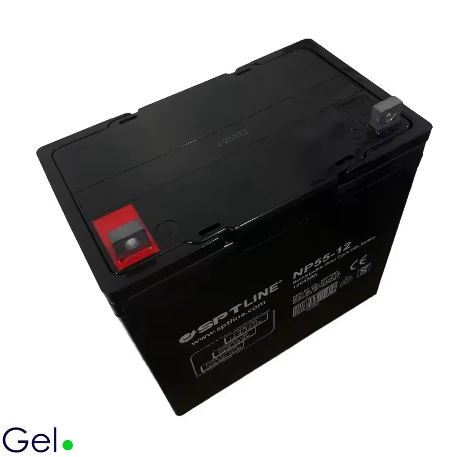 Batería SPTLINE 12V 55Ah – Gel Sellada – Ciclo Profundo – 229×138×208 mm