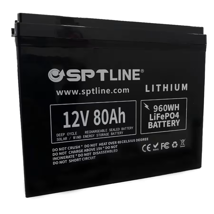 Batería de Litio SPTLINE LiFePO4 12V 80Ah – Larga Duración – BMS Integrado – Panel Solar / UPS