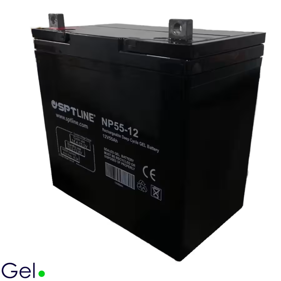 Batería SPTLINE 12V 55Ah – Gel Sellada – Ciclo Profundo – 229×138×208 mm