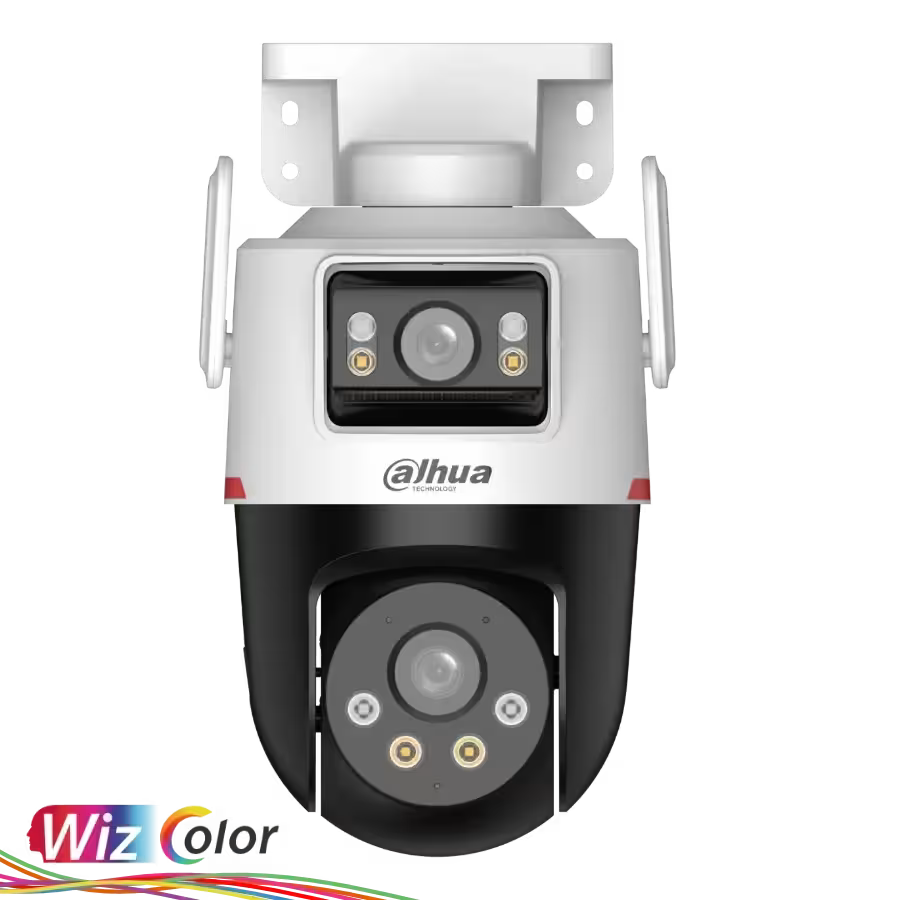 Cámara Dahua DH‑IPC‑P3DP‑3F‑PV‑P‑PRO – 3+3MP – Doble Lente – WizColor – Pan/Tilt – IA Humano/Vehículo – Smart Dual Light – Exterior