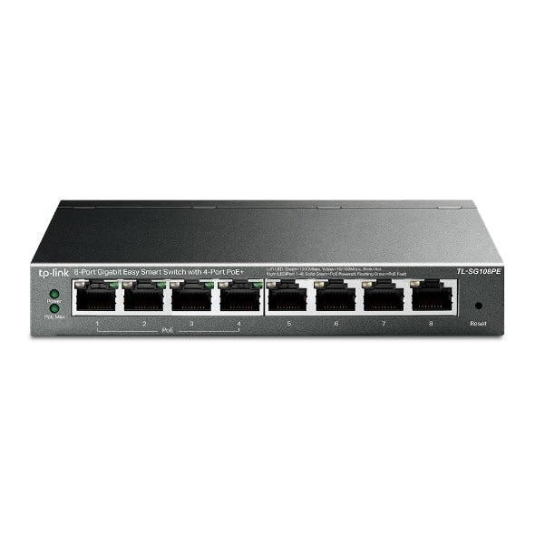 Switch TP‑Link Easy Smart TL‑SG108PE – 8 Puertos Gigabit, 4 PoE+ – 64W