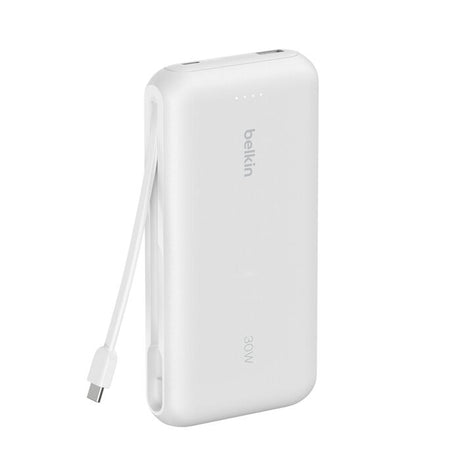 Power Bank Belkin BPB024fqWH 20K con Cable USB-C Integrado 30W Blanco