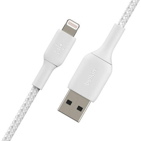 Cable trenzado cargador rápido Lightning a USB‑A – Belkin BoostCharge – 1 m – Blanco – CAA002bt1MWH