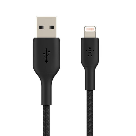Cable trenzado cargador rápido Lightning a USB‑A – Belkin BoostCharge – 1 m – Negro – CAA002bt1MBK