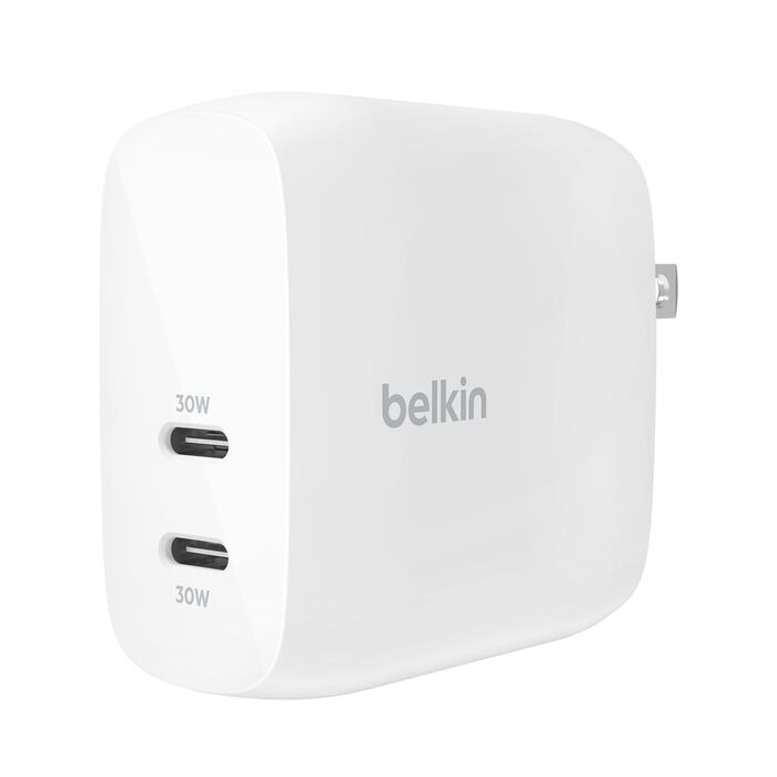 Adaptador Corriente Belkin PPS 60W Carga Rápida 2 Salidas USB-C Blanco