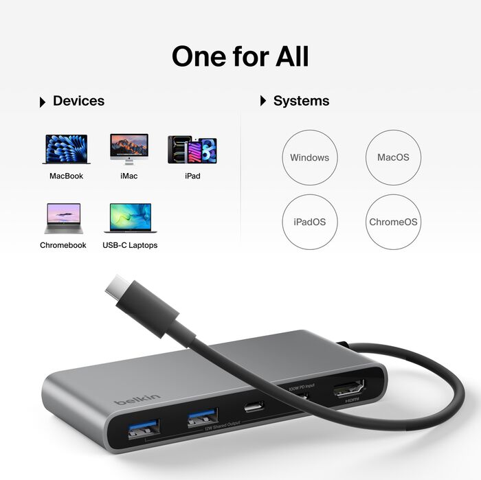 Adaptador multifuncional USB‑C 7‑in‑1 Hub – Belkin AVC023fqSGY