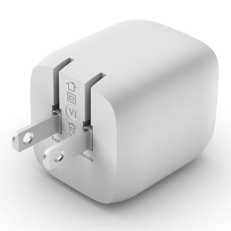 Adaptador de Corriente Belkin BoostCharge GaN + PPS 45W – 2 Salidas USB-C – Blanco WCH011dqWH
