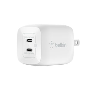 Adaptador de Corriente Belkin BoostCharge GaN + PPS 45W – 2 Salidas USB-C – Blanco WCH011dqWH